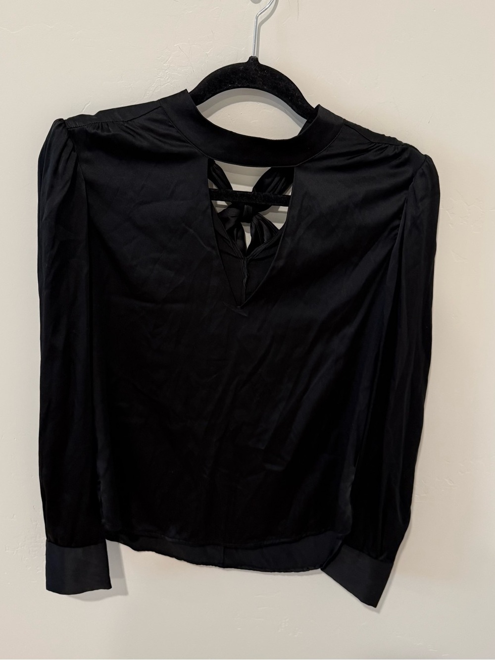 Veronica Beard Black Mock Neck Long Sleeve Blouse Top Womens 2 Silk Classy